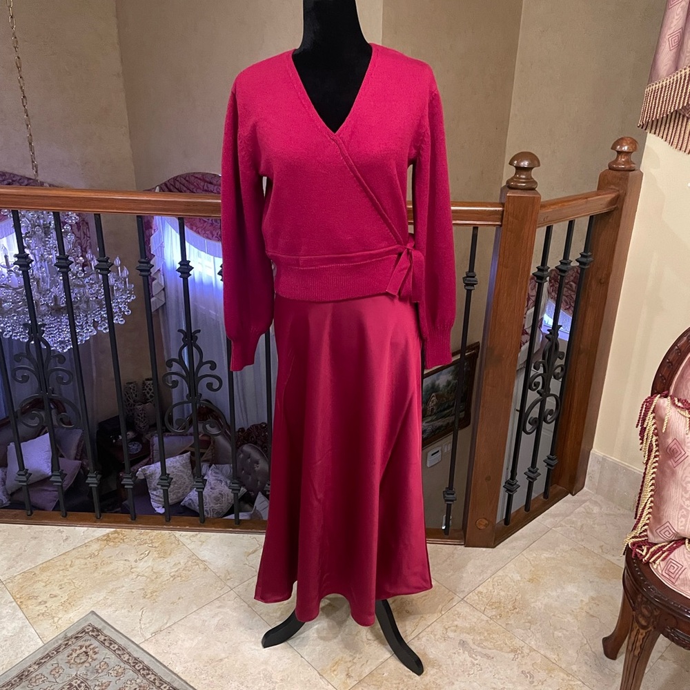 Joie sweater  Red & Midi Skirt set
